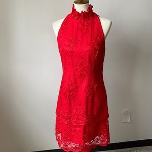 Badgley Mischka Red Lace Cocktail Dress size 6